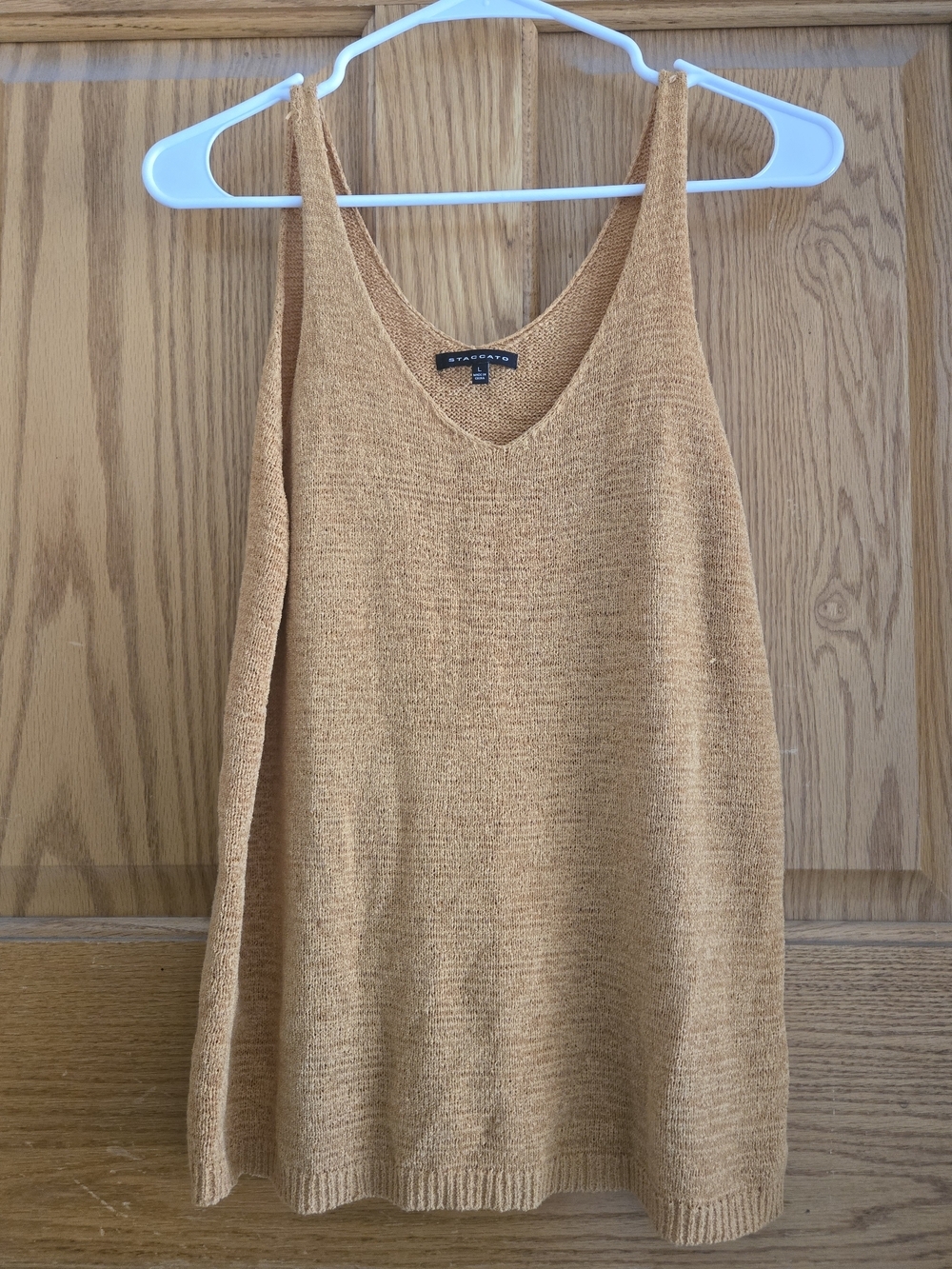 Staccato Tan Knit V-Neck Tank